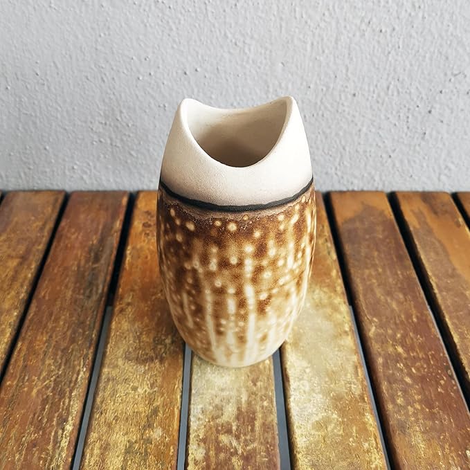 Koi 6.3 inch Handmade Ceramic Raku Vase - Modern Boho Rainbow Wall Art Handmade Home Decor Unique Minimalist - Obvara