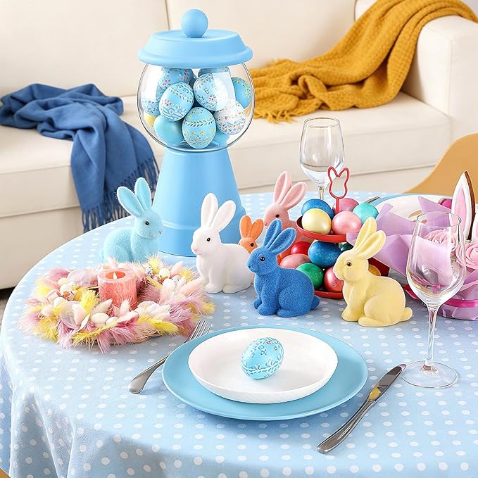 Thyle 27 oz Plastic Candy Jar with Lid Ceramic Candy Jar Food Storage Container for Easter Wedding Party Centerpieces DIY Gifts Game Table Ornament Holder Treats(Baby Blue)