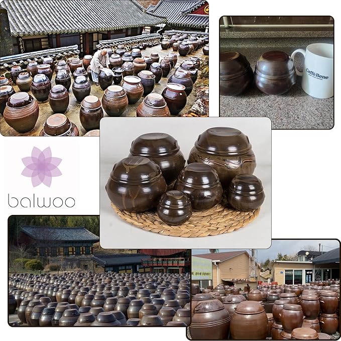 Earthenware Onggi Korean Traditional Clay Jar Ceramic Canister/Handmade Food Sauce Storage Container for Tea, Coffee Bean, Salt/Breathing Clay Pot Kimchi Fermentation Crock (No.4(H13cm))