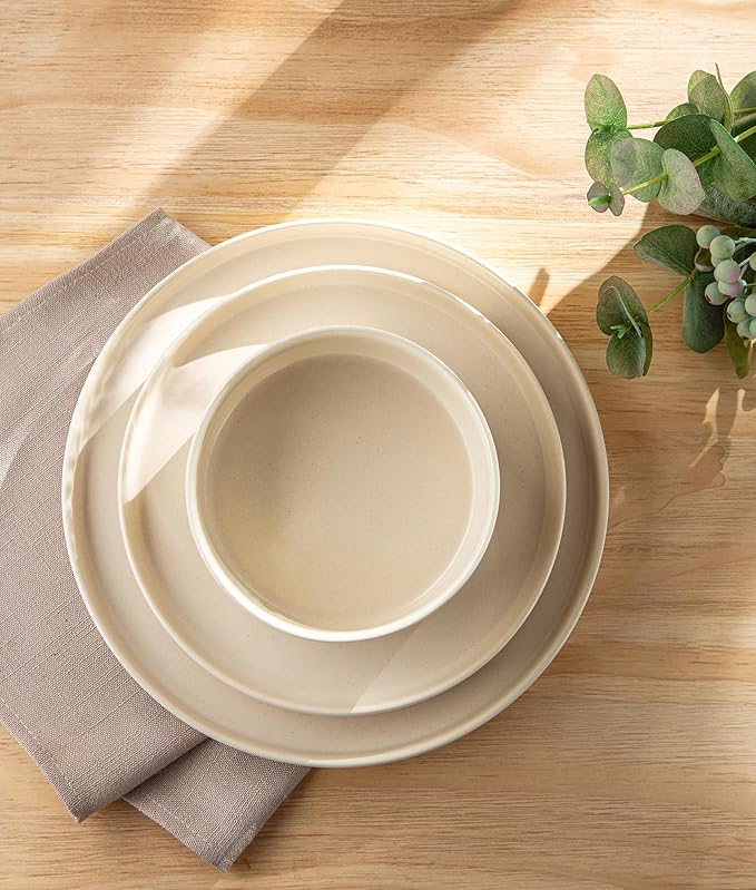 TheTerra Ceramic Dinnerware Sets for 6, 18 Pieces Porcelain Lightweight Plates and Bowls Sets, Scratch Resistant Dish Set, Oven & Microwave & Dishwasher Safe, Matte White