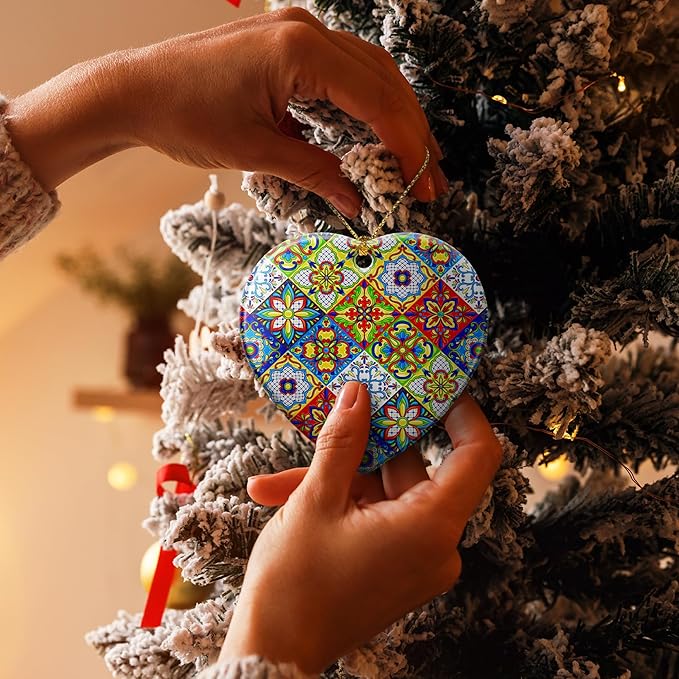 Christmas Ornaments 2025,Mexican Talavera Ornaments for Christmas Tree Holidays Ornaments Decorations,adornos de Navidad Ceramic Ornaments Xmas Gifts Idea for Home Decor