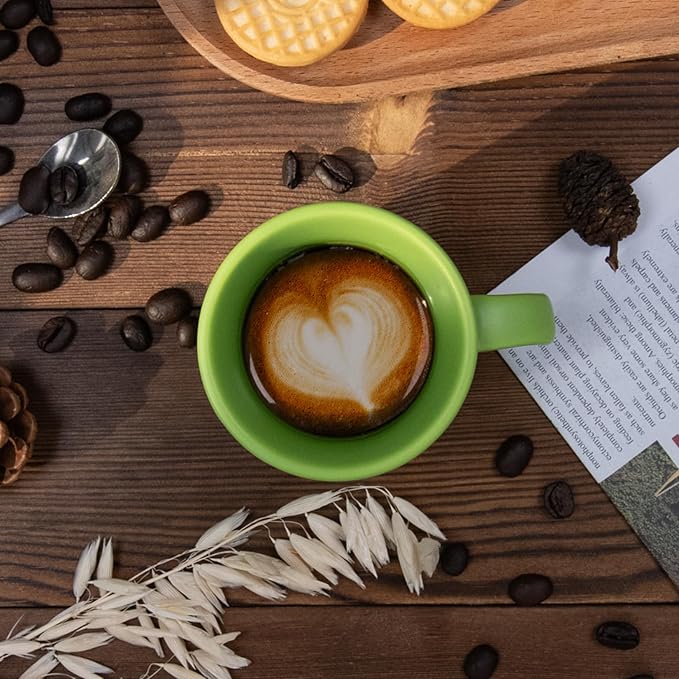 4.2 oz Espresso Cups Set of 2, Ceramic Coffee Mugs Demitasse Cups, Small Espresso Mugs for Shot of Coffee, Tea Cups with Handles, Gift for coffee Lovers