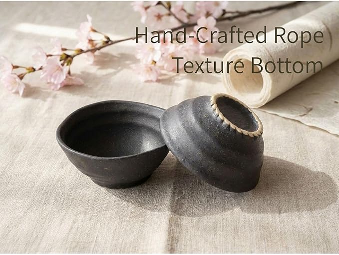Mino Ware Sake Cup Set, Jomon Choko, Green, Karatsu, Shino, Kuro Glass, 3.5 inch, Japanese Ceramic Sake Cup, Ochoko, Set of 4