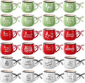 Sliner 24 Pcs Christmas Coffee Mugs, 12 oz Ceramic Mug Gift Holiday Hot Cocoa Tea Cups for Family Friend Staff Winter Holiday Gift School Office Table Centerpieces(Red,Green,White)