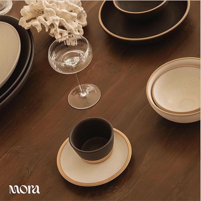 Mora Micro Ramekins Set of 4, 6oz Ceramic Pottery Baking Dishes - Microwave, Oven and Dishwasher Safe - Liquorice