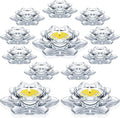 meekoo 12 Pcs Crystal Glass Lotus Candle Holders Lotus Crystal Tealight Candle Holders for Christmas Home Decor Wedding Party