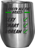 Sexy Smart Korean White Ceramic Asian Coffee & Tea Gift Mug or Korea Cup - 12oz Wine Tumbler Stainless Steel