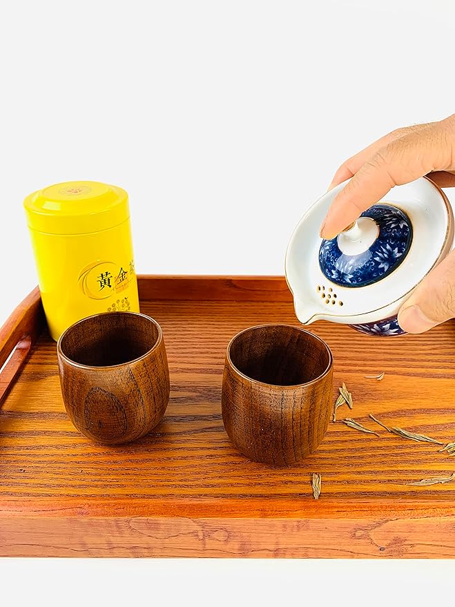 JapanBargain 4079, Wooden Tea Cups Water Coffee Mug Japanese Zen Style Teacups, 4 ounce 120ml, Pack of 6