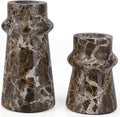 Vixdonos Marble Candle Holder Set of 2 Taper Candle Candlestick Mantle Candle Stand for Home Decor,Wedding,Party and Table Centerpieces(Brown)