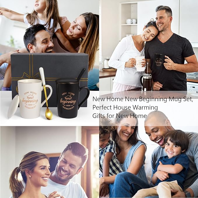 Housewarming Gift New Home, First Home Gifts, New Beginning New Memories Coffee Mug Set, House Warming Gifts, 14 Oz