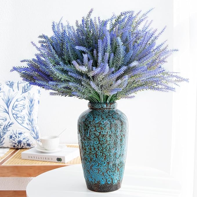 Unique Ceramic Flower Vase, Modern Home Decor for Living Room, Tables, Shelves & Enterways,11Inch Tall Glaze Blue Vase Gift for Housewarming, Wedding, Birthday