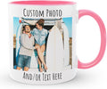 Personalized Coffee Mug | Custom Photo Text or Logo Ceramic Mug | Customized 11 Oz Tea Cup – Unique Gift for Women & Girl | Taza Personalizadas Design with Picture and Words | White – Pink