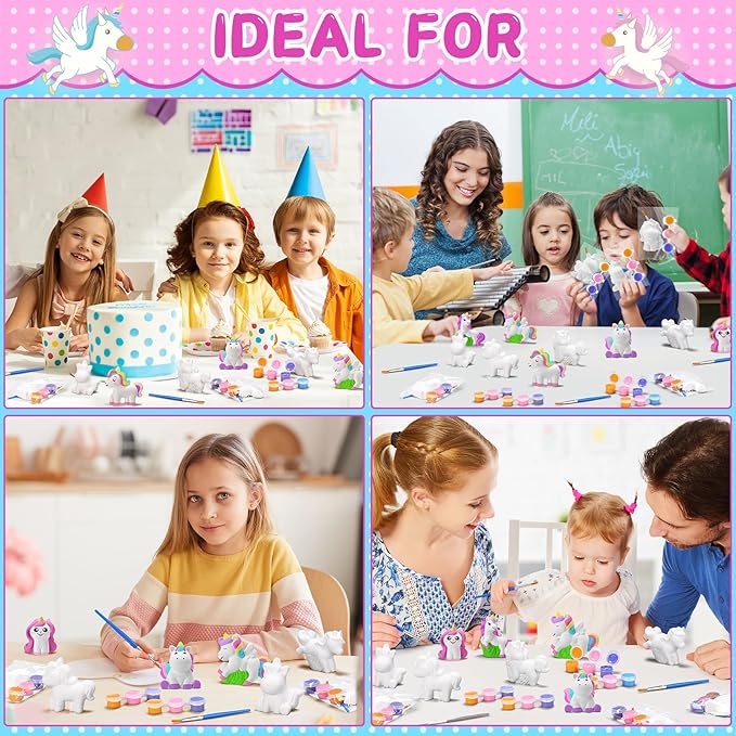 Simgoing 20 Set Unicorn Ceramic Painting Kit DIY Ceramic to Paint Your Own Unicorn Figurines Unpainted Plaster Arts and Craft for Adults Holiday Birthday Party Favors