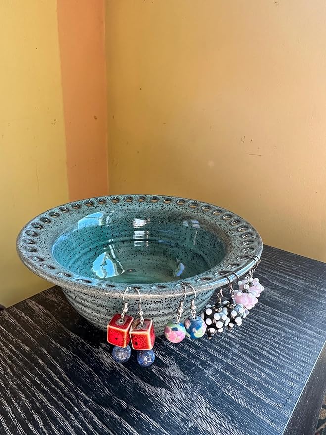 Handmade pottery jewelry holder - Artisan ceramic bowl for rings, earrings, necklaces and more