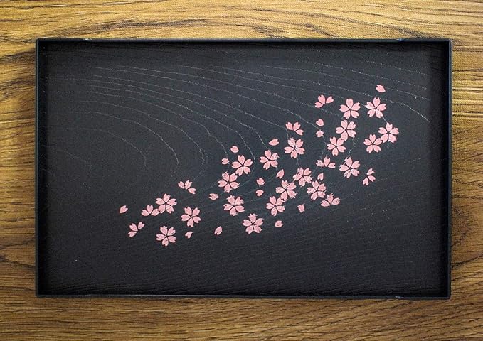 2pack Set, Cherry Blossom Pattern Small Tea Serving Tray, 10 x 6.3inches, Japanese Style, Made in Japan