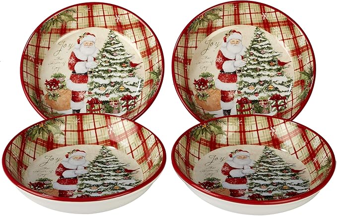 Certified International Holiday Wishes 9.25" Soup/Pasta Bowls, Set of 4, One Size, Multicolor,22825SET4