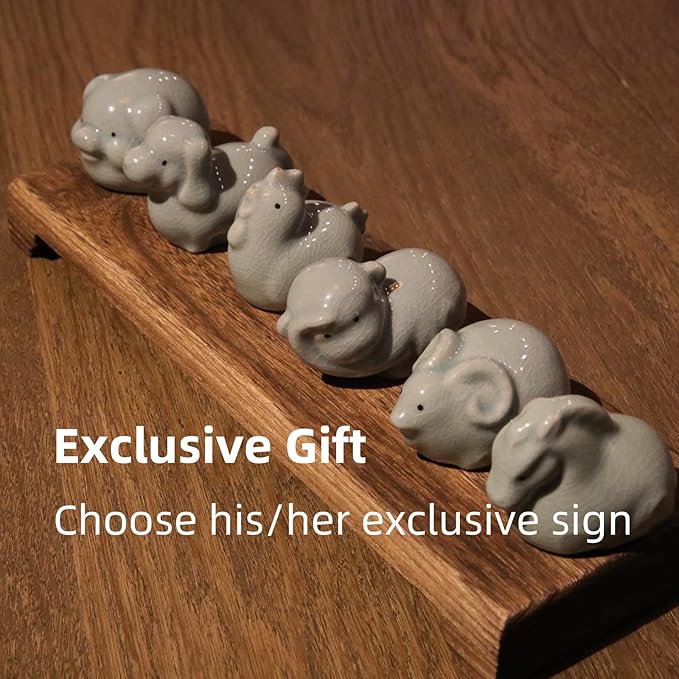 12 Chinese Zodiac Tea Pet, Unique Crackle Ru Porcelain, Traditional Chinese Cultural Tea Accessory, Asian Home & Office Decor, Gift for Tea Lovers & Anniversaries (Rabbit 1pc)