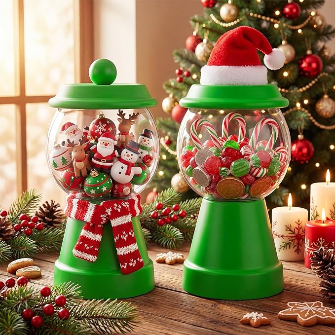Thyle 27 oz Plastic Candy Jar with Lid Ceramic Candy Jar Food Storage Container for Easter Wedding Party Centerpieces DIY Gifts Game Table Ornament Holder Treats(Green)