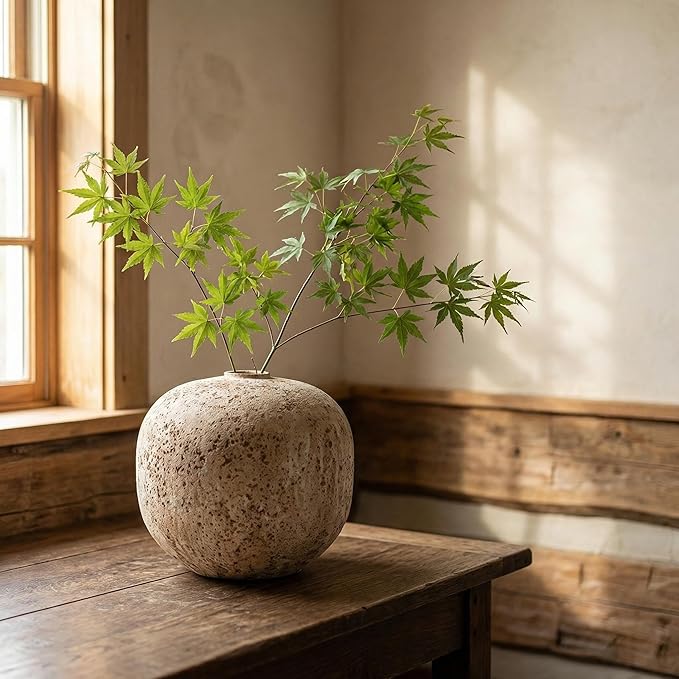 Ceramic Rustic Farmhouse Vase,Extra Large Terra Cotta Vase, Huge Pottery Decorative Flower Vases for Living Room Entryway Table Centerpiece Decor(8.7'' X 9.5'' x 9.5'')