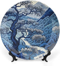 Blue And White Indigo Chinoiserie Decorative Plate for Display Display Farmhouse Supplies Home Wedding Holiday Party Decorations Personalized Gifts for Men Women Thanksgiving, 6", 7", 9", 10"