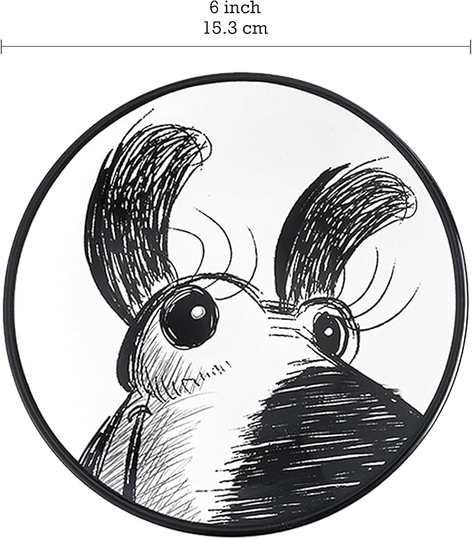 Bico Doodle Pawtrait Appetizer Plates Set of 6, 6 Inch Small Ceramic Dessert Plates for Snacks, Salad, Tablescape, Microwave and Dishwasher Safe, Gift for Housewarming and Thanksgiving