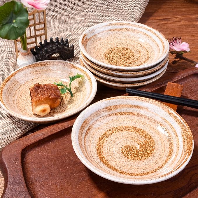 Ceramic Soy Sauce Dishes Set of 5 Yellow Japanese Style Dipping Bowls Asian Appetizer Plates for Sushi Dumplings Condiments