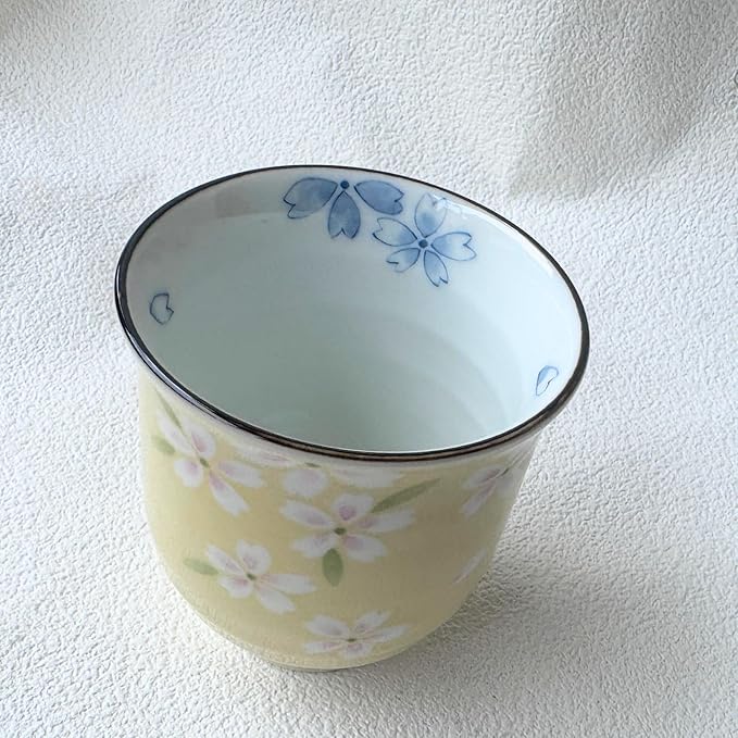 Yunomi Mino ware Japanese green tea cup, Cherry blossom Japan,6.76oz