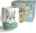 Large 24oz Ceramic Coffee Mug with Gold-Trim Handle, Oversized Porcelain Mug for Coffee, Tea & Hot Chocolate, Hand-Painted Artisan Style, Lead-Free, Gift-Ready Box, Hand Wash Only, Not Microwave Safe