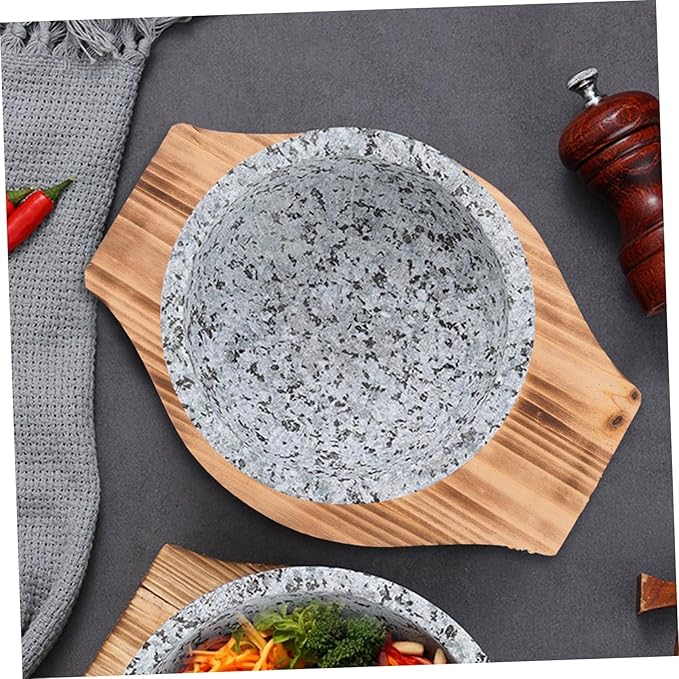 Luxshiny Wooden Stone Bowl Mat Sturdy Casserole Holder for Korean Soup Pots Inner Diameter Kitchen Accessory to Prevent Scalding and Protect for Home Dining and