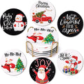Christmas Coasters Set of 6 Cute Ceramic Coasters with Holder Funny Absorbent Coaster Set Coffee Table Decor Gift for Drinks Home Office Party Desk Table Bar Xmas Holiday Decorative Cup Coaster