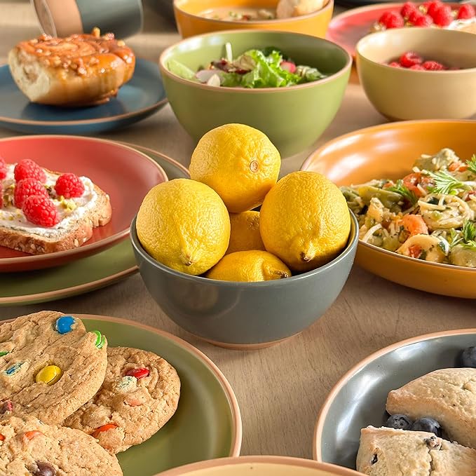 Mora Ceramic Artisan Matte Small Dessert Bowls - 16oz, Set of 6 - Microwave, Oven and Dishwasher Safe, For Rice, Ice Cream, Soup, Snacks, Cereal, Chili, Side Dishes etc - Microwavable Kitchen Bowl