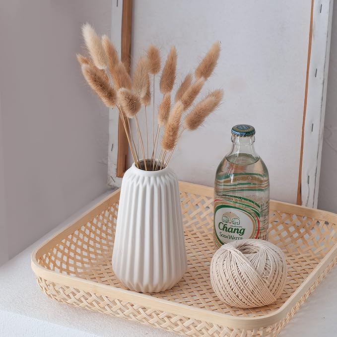 Simple White Ceramic Vase, Modern Home Decoration Porcelain Vase Flower Vase Origami Design, Flower Arrangement Decoration Shooting Props(ZheZB)