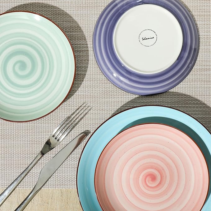 Selamica Ceramic Dessert Plates Set of 6, 6 Inch Appetizer Plate for Kitchen, Microwave Dishwasher Safe, Gradient Color