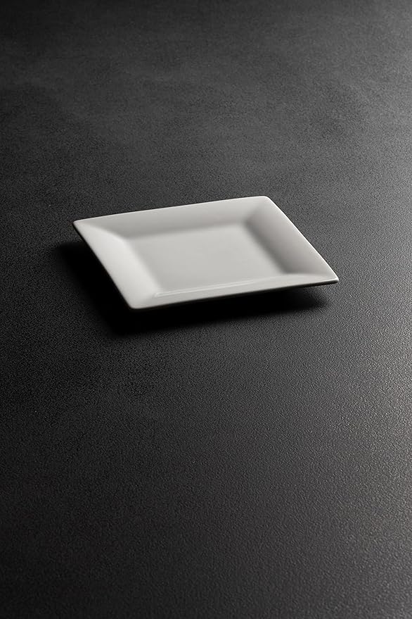 10 Strawberry Street Ceramic Simply White 6" Square Appetizer Plate, Set of 6
