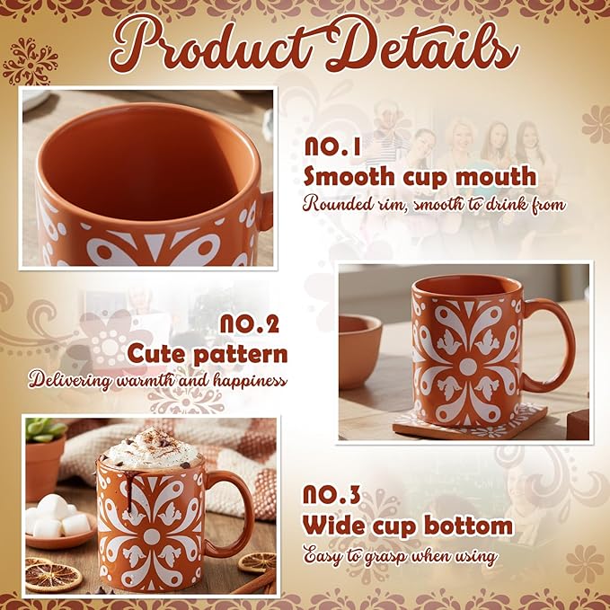 Sliner 11 oz Mexican Talavera Ceramic Coffee Mugs Set of 2 Fiesta Gifts Cinco De Mayo Tea Cups Festive Holiday Birthday Gifts for Men Women