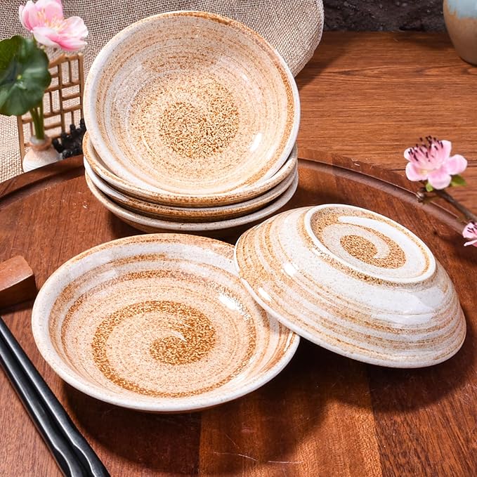 Ceramic Soy Sauce Dishes Set of 5 Yellow Japanese Style Dipping Bowls Asian Appetizer Plates for Sushi Dumplings Condiments