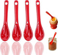 Mini Spoons for Spices, Ceramic Spoon 3.5 inch for Spice Jars, Espresso Spoons, Small Seasoning Spoon for Salt, Coffee, Sugar, Powder and Pepper (Red spoon A set of 4)