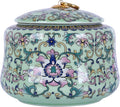 Handmade Chinoiserie Enamel Ginger Jar with Lid,Decorative Storage Jar for Loose Tea,Nuts & Snacks,Ceramic Vase Style Home Decor Canister,Colorful Jar for Kitchen,Living Room (Green Jar)