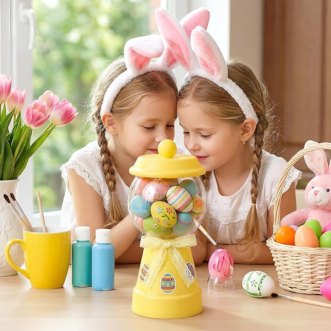 Thyle 27 oz Plastic Candy Jar with Lid Ceramic Candy Jar Food Storage Container for Easter Wedding Party Centerpieces DIY Gifts Game Table Ornament Holder Treats(Baby Yellow)