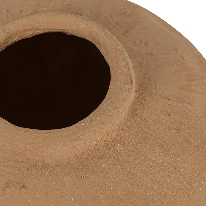Pinched Organic Shape Terracotta Vase, Textured Taupe