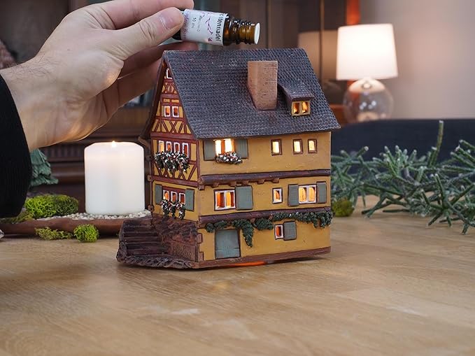 Ceramic Art Tealight Candle Holder Room Decoration Handcrafted Collectible Miniature Aroma Light House Plönlein, Rothenburg, Germany C260