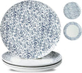 Ceramic Dinner Plates 10 Inch, Vintage Dessert Plates Set of 4, Floral Salad plates for Food, Blue and White Dishes, Round Plates for Kitchen, Oven & Microwave Safe