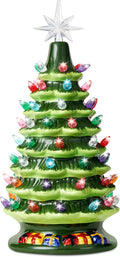 Joiedomi 15" Tabletop Prelit Ceramic Christmas Tree with 70 Multicolor Lights, Hand-Painted Ceramic Tabletop Christmas Tree with Extra Clear Top Star for Xmas Holiday Indoor Decorations