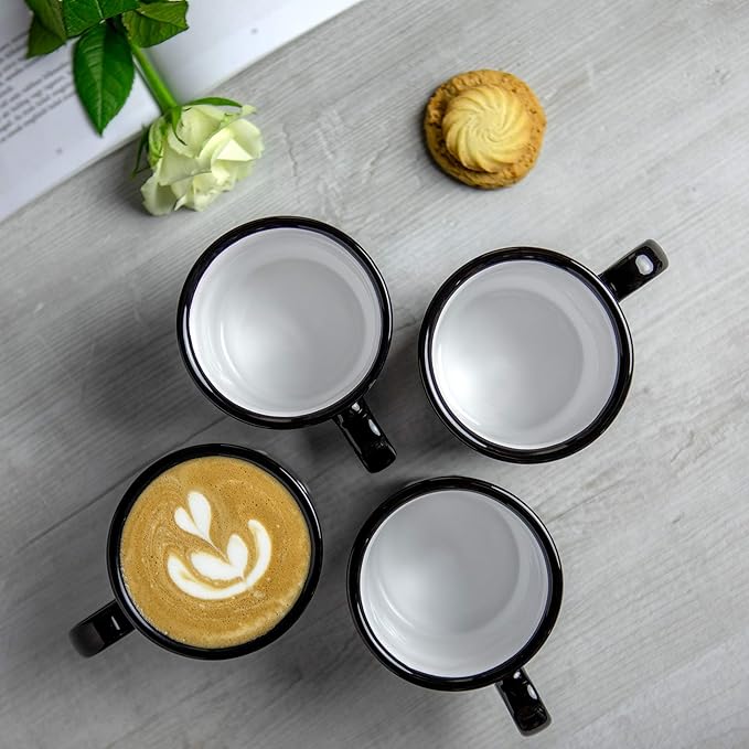 City to Cottage Handmade Black and White Polka Dot Ceramic Extra Large 17.5oz/500ml | Hot Chocolate, Coffee, Tea Mug, Cup with Handle Unique Pottery Gift for Tea Lovers