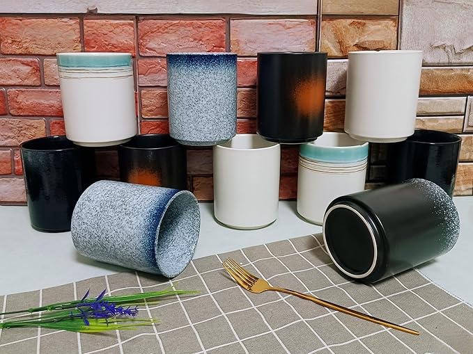 Short Kitchen Utensil Holder for Kitchen Counter, Ceramic Small Utensil Crock & Vase & Holder for Cutlery Spatula Brush Silverware Cooking Utensil Holder (Matte Black)