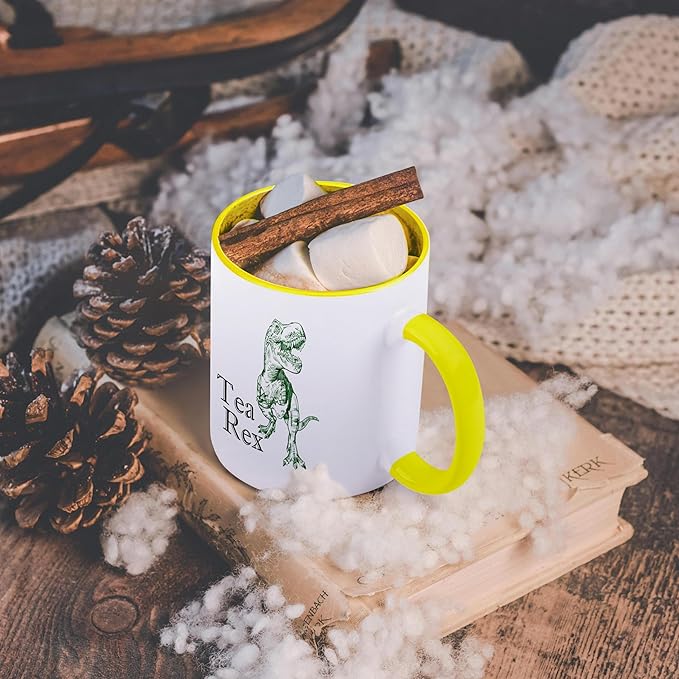 3dRose Tea Rex. 11oz Two-Tone Yellow Mug