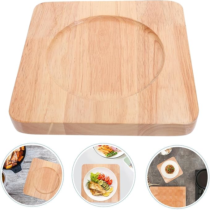Wooden Heat Insulation Pot Holder Trivet 20x20cm 14cm Groove Thickened Wood Hot Dish Mat for Kitchen Cooking and Korean Stone Pot Use