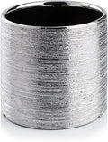 WGVI Silver Etched Ceramic Cylinder Vase Width 6.5" Height 6", Flower Arrangements, Candle Holder, Terrarium Planter Pot, Storage Container Organizer, Pen Brush Holder, Scratched Texture Design, 1 Pc