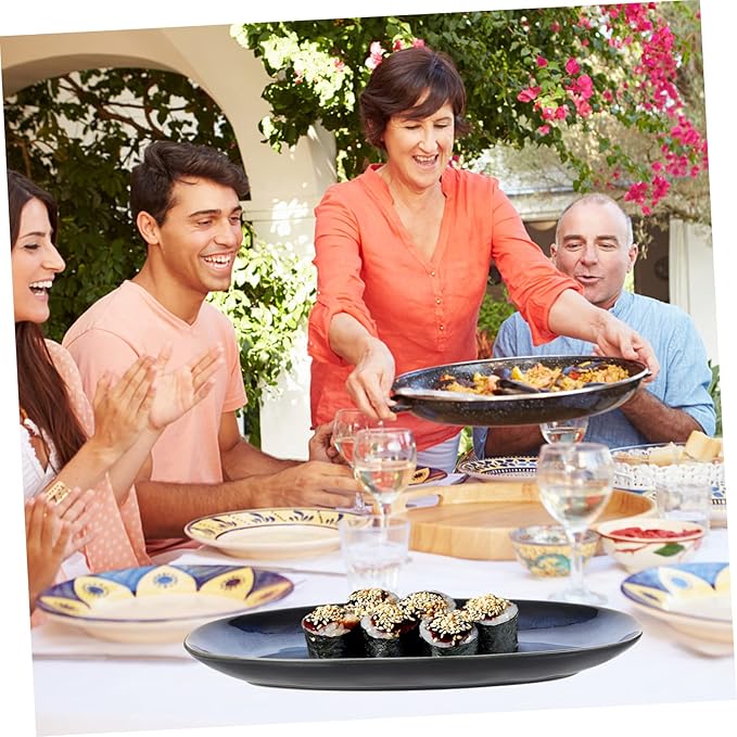 ABOOFAN Ceramic Sushi Plate Blue Large Serving Dish for Home Restaurant Elegant Fish and Fruit Tray for Sushi Snacks and Decorative Display