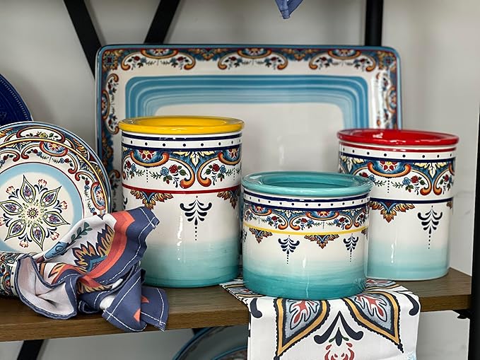 EuroCeramica Zanzibar Zanzibar-3pcs Canister, 3-Piece Set, Multicolor